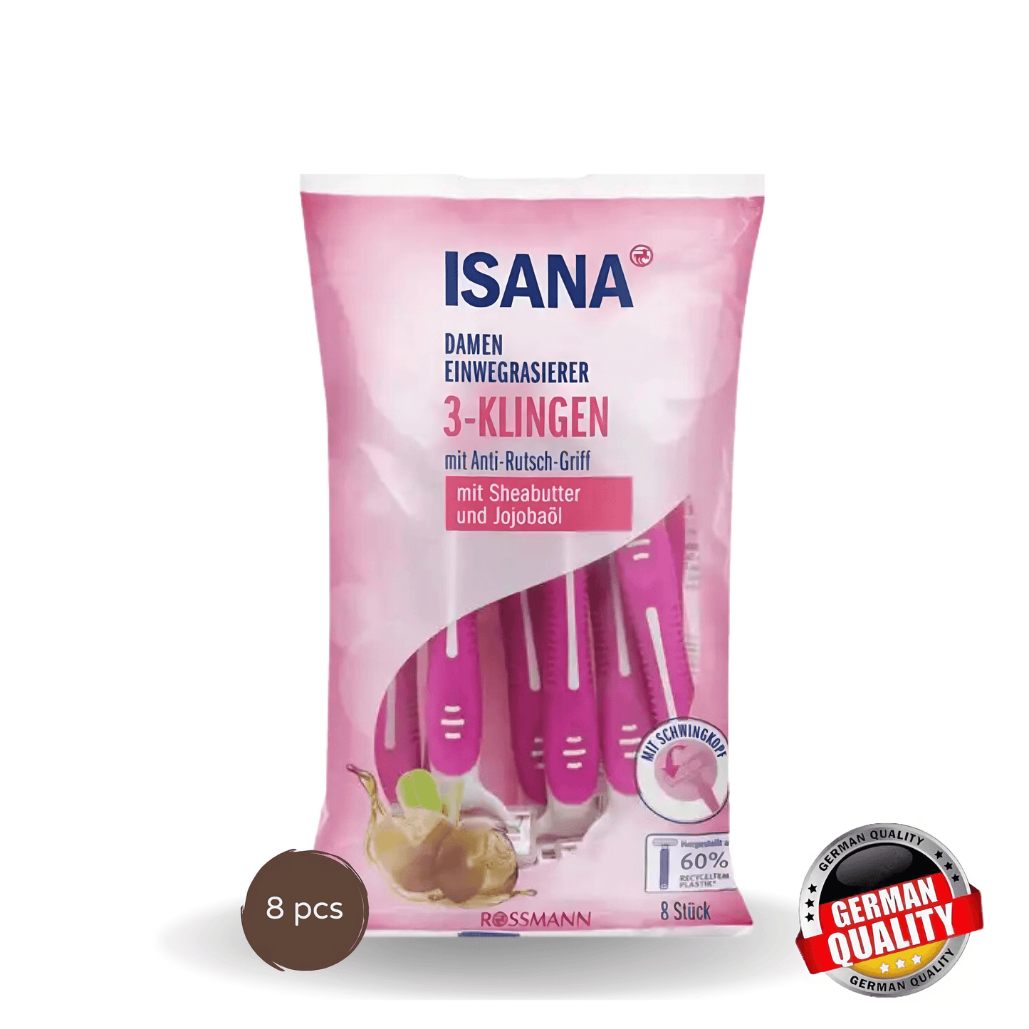 ISANA - Ladies Disposable Razor 3-Blade Pack of 8 - Cosmewa
